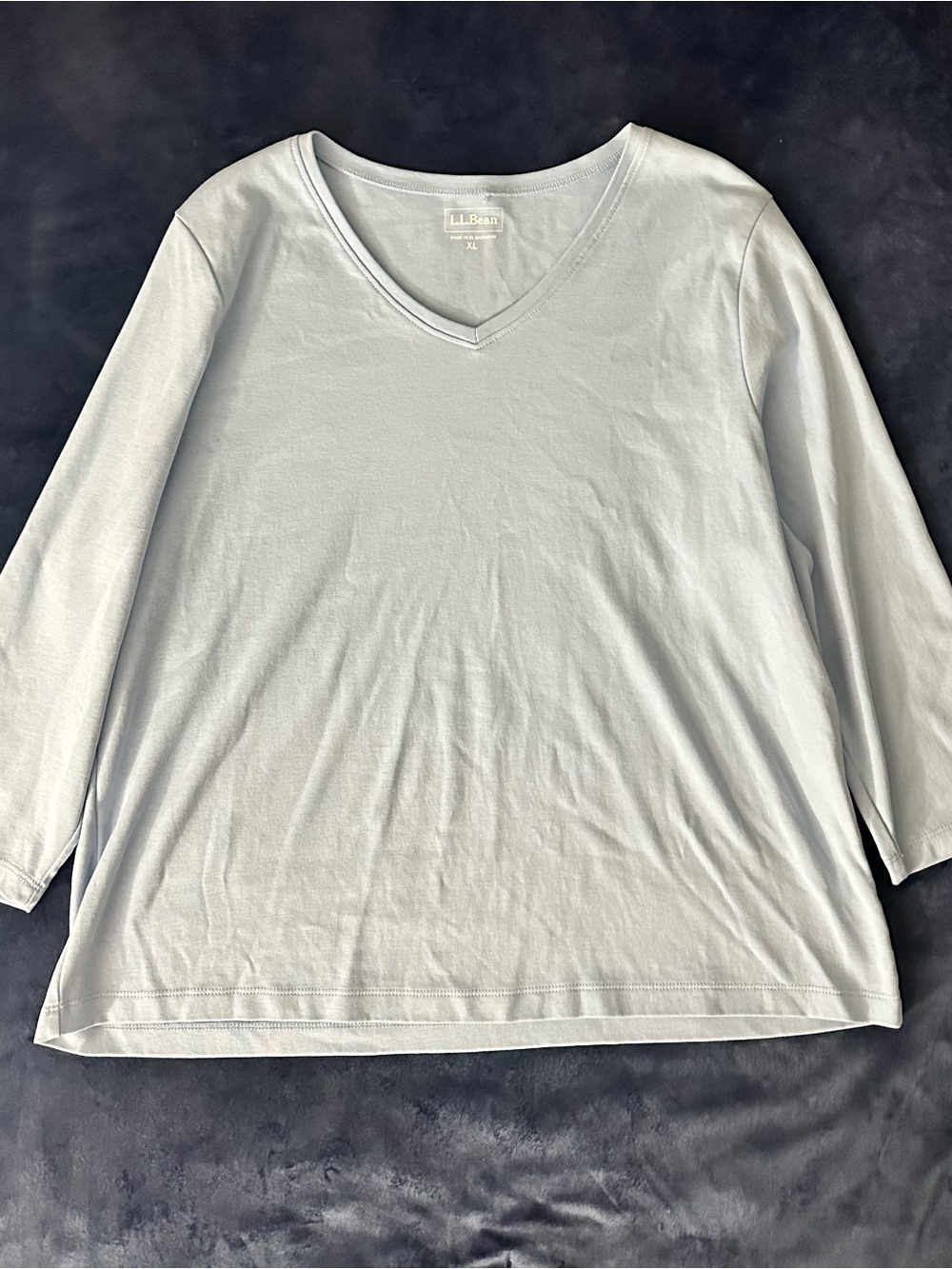 L.L. Bean Women’s Light Gray V-Neck Long Sleeve Tee